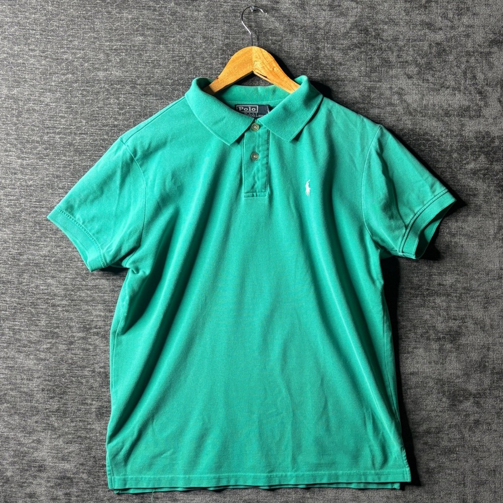 Polo Ralph Lauren Mens Small Emerald Green Short Sleeve Pique Polo Shirt Preppy
